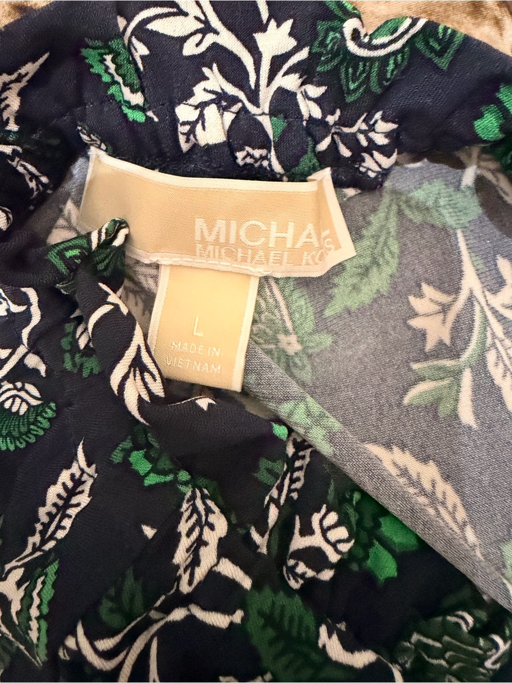 MICHAEL Michael Kors Navy Maxi Dress with Green & White Floral Print - Picture 3 of 3